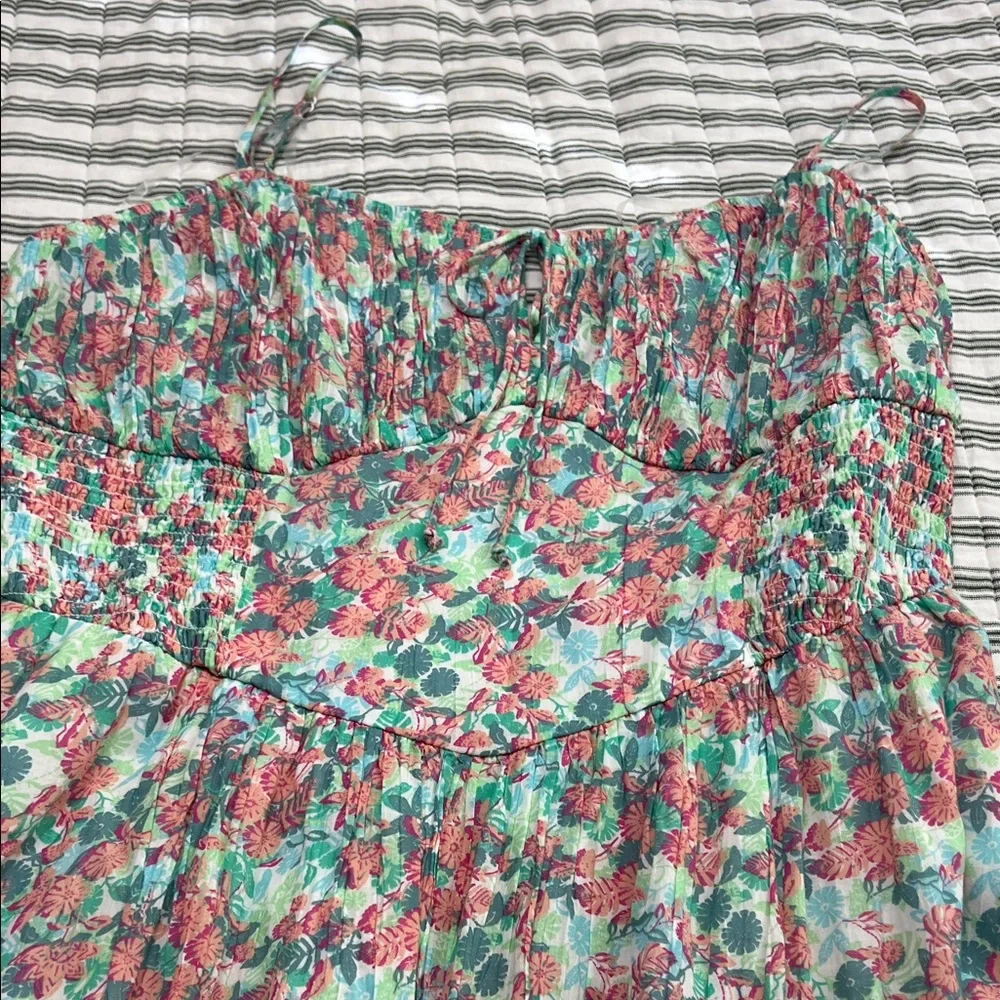 American Eagle Outfitters Maxi Dress  Women XL Floral Pink and Green - Picture 8 of 10